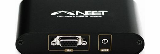 Neet - VGA + Audio to HDMI Converter - Supports 1080p Full HD - Connect PC Computer SVGA video + R/L Audio to HDMI monitor or HDTV - Lifetime Warranty
