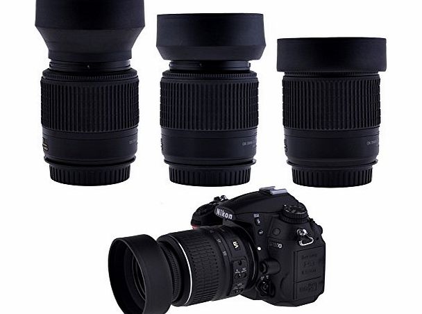 58mm 3 Sections Collapsible Rubber Lens Hood Shade standard Telephoto Wide Angle Shooting for Digital Camera Canon Nikon Sony Samsung Olympus Pentax Lens with 58mm Filter Thread