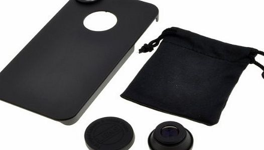 Neewer Fish Eye Fisheye Camera Lens With Black Hard Back Case For iPhone 4S 4G