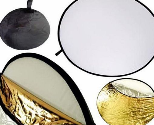 Neewer Portable 5 in 1 60x60cm/22``x22`` Translucent, Silver, Gold, White, and Black Collapsible Round Multi Disc Light Reflector for Studio or any Photography Situation