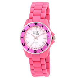 Neon Dilligaf Large Baby Pink Round Watch