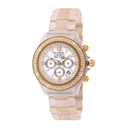 Neon Dilligaf Large Clear/Gold Round Watch