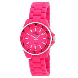 Neonfashion Neon Dilligaf Large Hot Pink Round Watch
