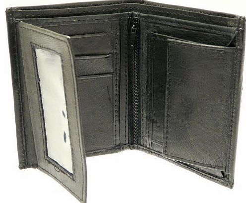 Soft Black Mens Leather Wallet & Credit Card Holder With Coin Storage