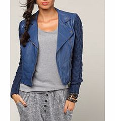 Nero Su Bianco Blue leather-effect biker jacket