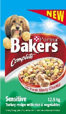 Nestle Purina Bakers Complete Adult Sensitive with Turkey 12.5kg