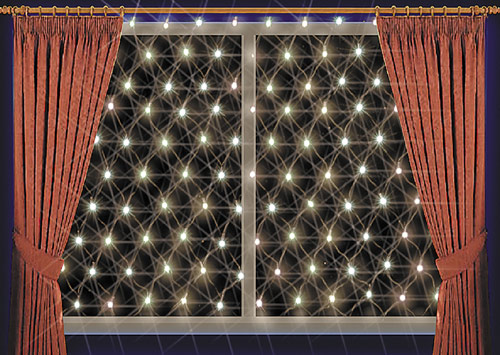 Net Curtains Lights - Static - Clear