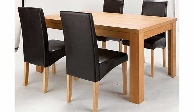 Nevada Oak Dining Table and 4 Chocolate Chairs