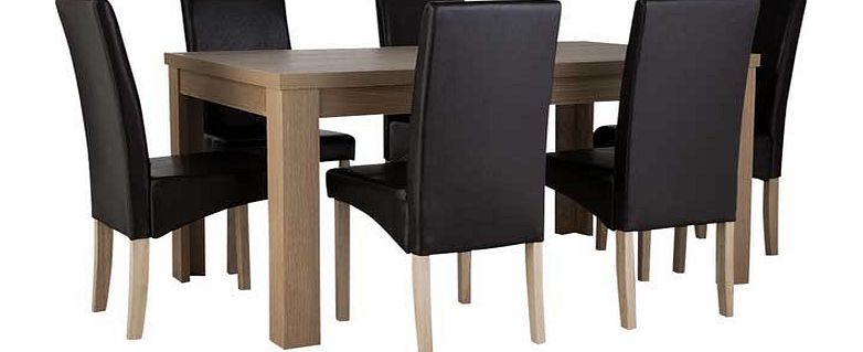 Nevada Oak Dining Table and 6 Chocolate Chairs