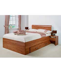 Walnut Effect Double Bed with Sprung Mattress