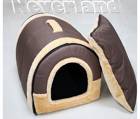 Neverland-motor Neverland Soft Pet Igloo Dog Cat Bed House Kennel Doggy Cushion Basket Coffee S