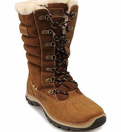 Womens Vail Snow Boots Ladies Faux Fur Lace Up Waterproof Winter Shoes Brown 5