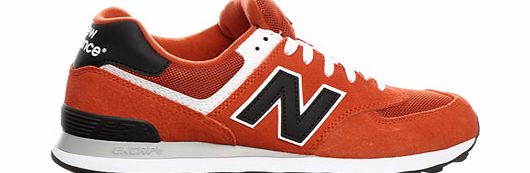 New Balance 574 Orange Suede Trainers