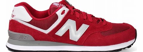 New Balance 574 Red Suede Trainers
