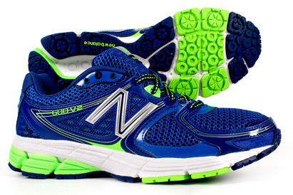680 V2 D Mens Running Shoes Blue/Neon Green/White