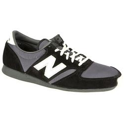 Male 420 Leather/Textile Upper Textile Lining Fashion Trainers in Black Grey