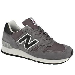 Male 670 Suede Upper Fashion Trainers in Grey and Black, Khaki