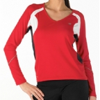 Womens Relaxed Fit Long Sleeve T-Shirt Red/Black