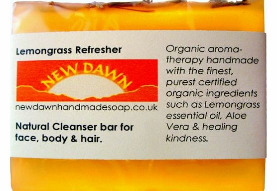 New Dawn Handmade Natural Lemongrass Soap Bar - Range No.7 - Rosacea / Thread and Spider Veins Calming, Acne / Large Open Pore Relief - 75g