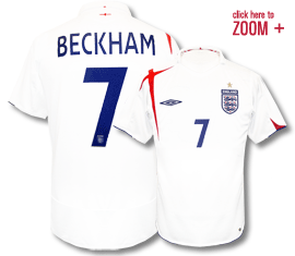 NEW England kit Umbro England home (Beckham 7) 05/07
