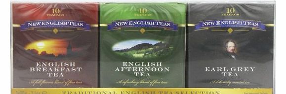 New English Teas Traditional English Tea Selection 3 Carton Gift Set (Pack of 1, Total 30 Teabags)
