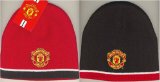 OFFICIAL MANCHESTER UNITED REVERSIBLE RED WHITE and BLACK CRESTED BEANIE HAT