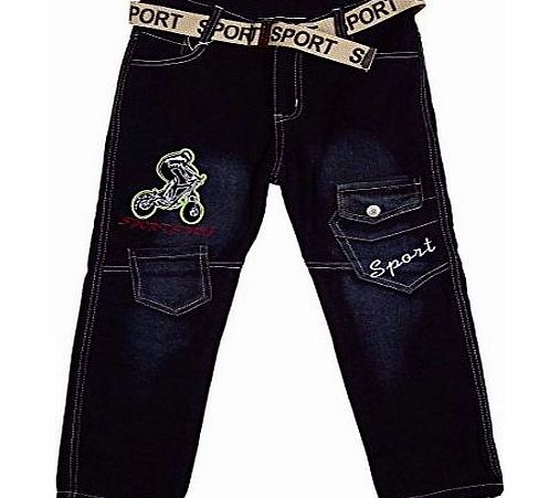 New Fashion 4u Boys BMX Motocross Cycle Logo Combat Pocket Cargo Jeans sizes from 2 to 12 Years