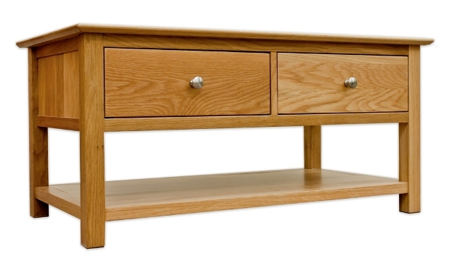 Solid Oak Coffee Table with Drawers