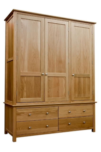New Forest Solid Oak Triple Gents Wardrobe with