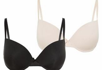 New Look 2 Pack Black and Nude T-Shirt Bras 3057394