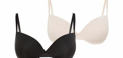 New Look 2 Pack Black and Nude T-Shirt Bras 3142247