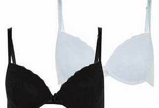 New Look 2 Pack Black and White Lace T-Shirt Bras 3096510