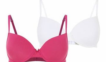 New Look 2 Pack Pink and White T-Shirt Bras 3142294