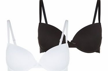 2 Pack White and Black T-Shirt Bras 3315303