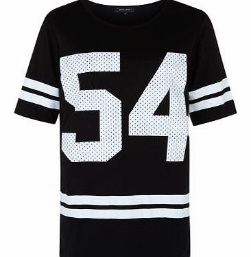 New Look Black 54 Print Baseball T-Shirt 3297539
