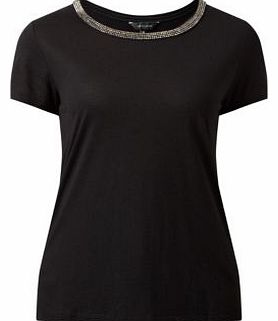 New Look Black Embellished Neck T-Shirt 3234912
