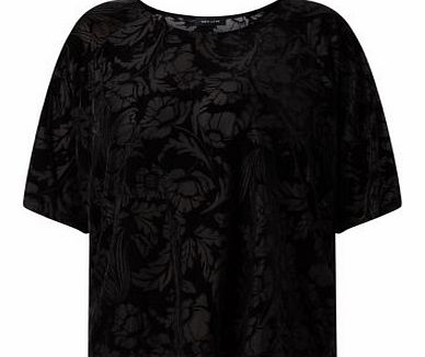 Black Floral Devore Raglan T-Shirt 3285424
