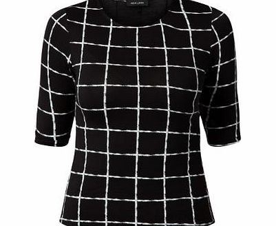 Black Grid Check Fitted T-Shirt 3326360