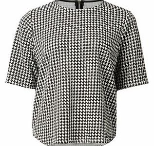 New Look Black Houndstooth Waffle Texture Boxy T-Shirt