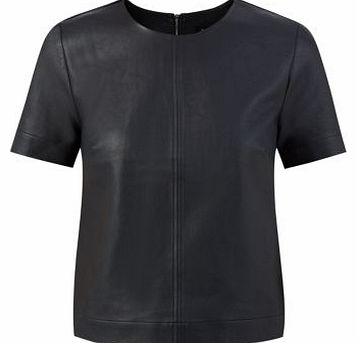 New Look Black Leather-Look T-Shirt 3212684