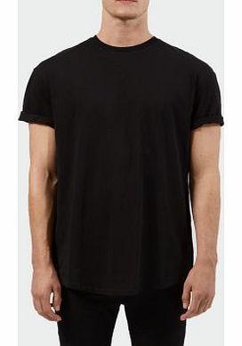 New Look Black Longline Zip Side Crew Neck T-Shirt 3242323