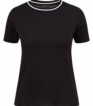 New Look Black Split Side Ribbed Neck T-Shirt 3222839