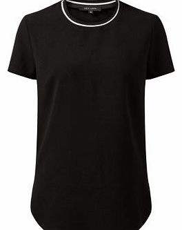 New Look Black Stripe Ribbed Neck Longline T-Shirt 3237498