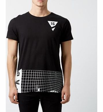 New Look Black Tech Print Panel T-Shirt 3267452