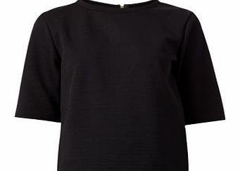 Black Textured Zip Back T-Shirt 3189525
