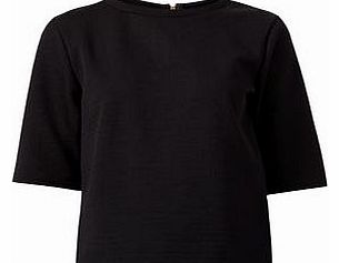Black Textured Zip Back T-Shirt 3189526