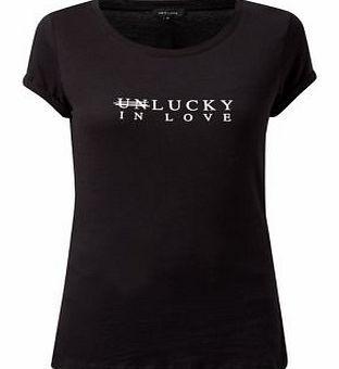 New Look Black Unlucky In Love T-Shirt 3304060