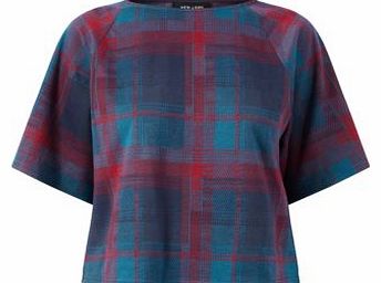 New Look Blue Brushed Check T-Shirt 3200685