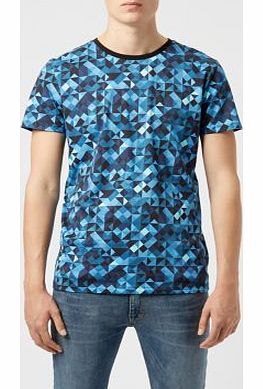 New Look Blue Geo Print T-Shirt 3243102