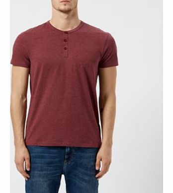New Look Burgundy Basic Grandad Collar Button Up T-Shirt